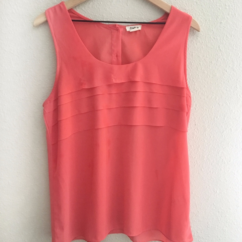 Love Riche Coral Chiffon Tank Top
